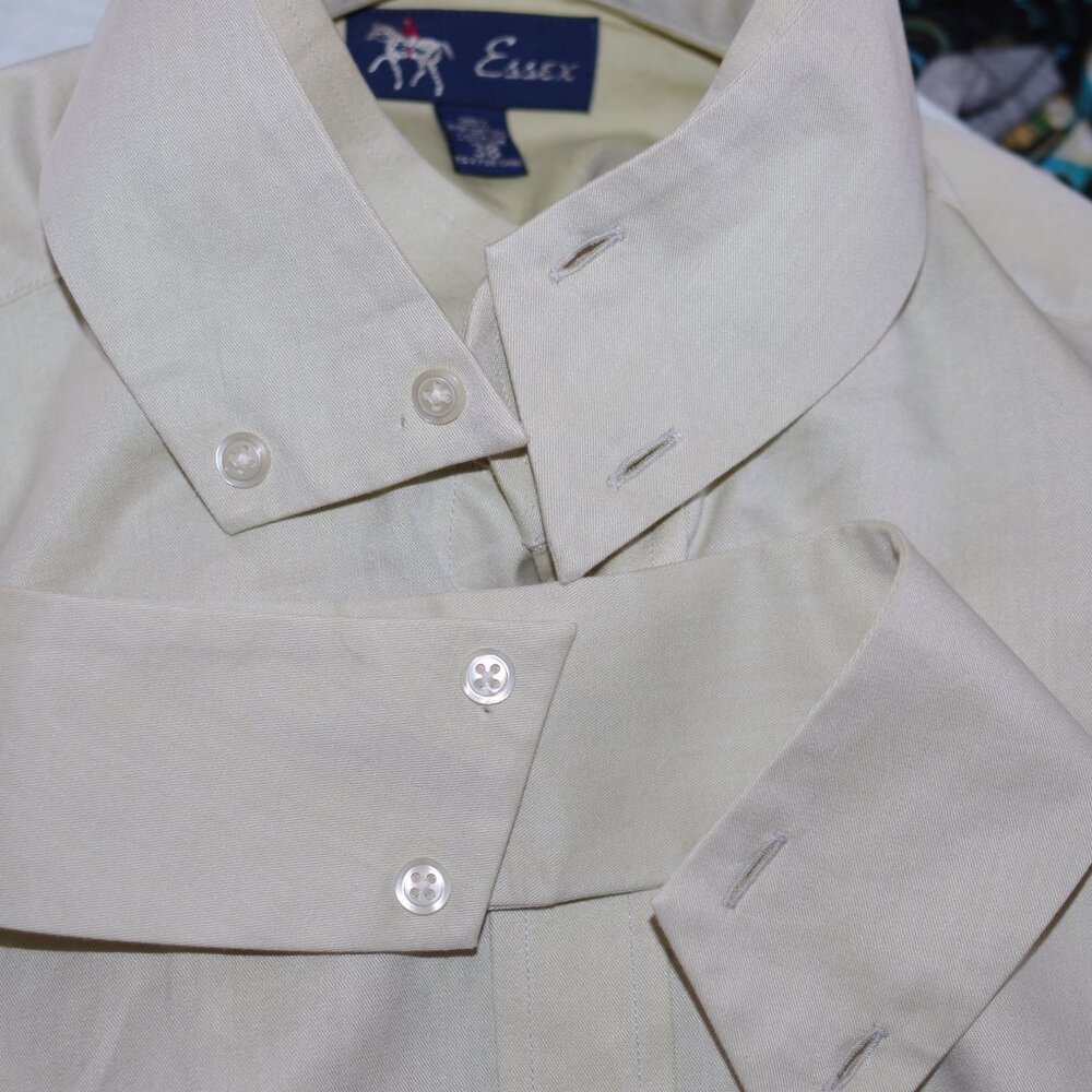 Essex 80s cotton twill Beige long sleeves English Horse Riding Shirt Size:38